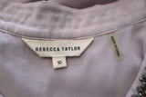 Rebecca Taylor Embellished Neck Blouse Lilac Silk Size 10 Asymmetrical Top available at CelebrityOwned.com img_7