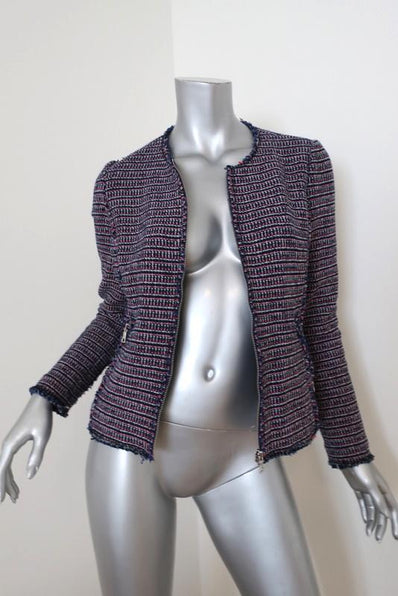 Rebecca Taylor Graphic Tweed Jacket Navy/Pink Size 4 available at CelebrityOwned.com img_1