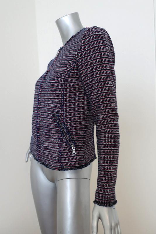 Rebecca Taylor Graphic Tweed Jacket Navy/Pink Size 4 available at CelebrityOwned.com img_6