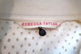 Rebecca Taylor Laser Cut Bomber Jacket White Twill Size 10 available at CelebrityOwned.com img_8