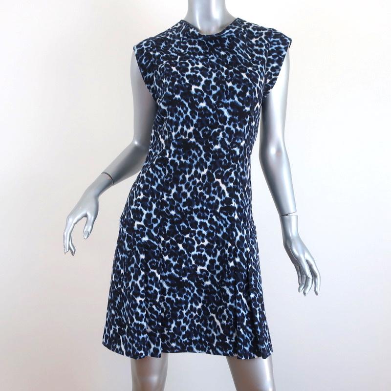 Rebecca Taylor Mini Dress Blue Lynx Leopard Print Size 2 Cap Sleeve Sheath available at CelebrityOwned.com img_1