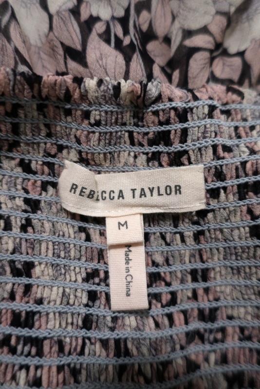 Rebecca Taylor Skirt Cream/Pink Floral Print Smocked Silk Size Medium available at CelebrityOwned.com img_6