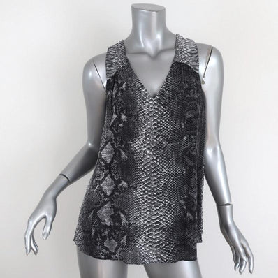 Rebecca Taylor Tank Top Gray Snakeskin Print Size 6 Sleeveless V-Neck Blouse available at CelebrityOwned.com img_1