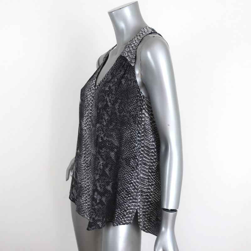 Rebecca Taylor Tank Top Gray Snakeskin Print Size 6 Sleeveless V-Neck Blouse available at CelebrityOwned.com img_2