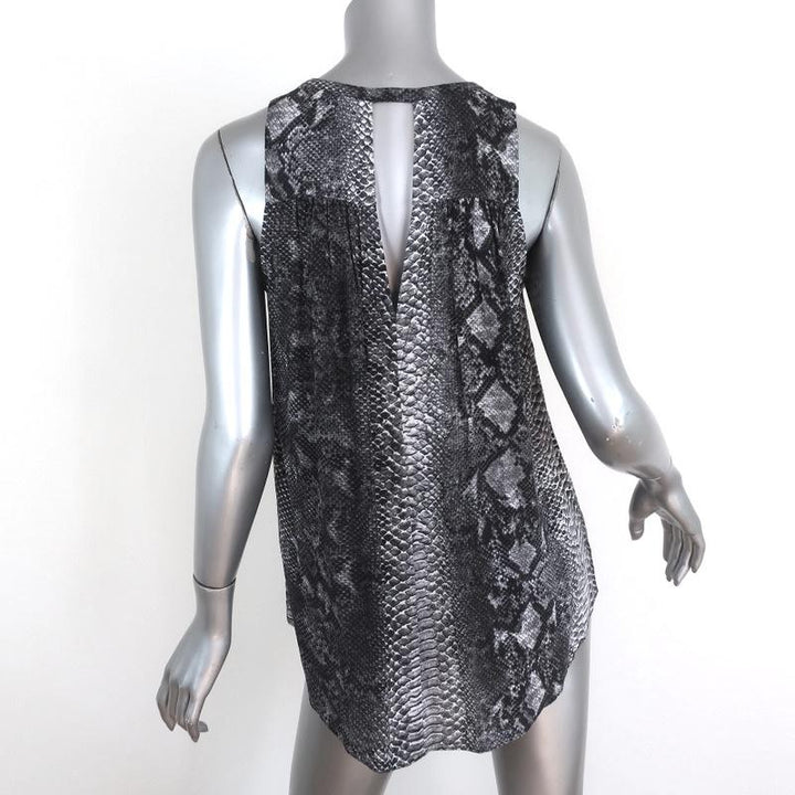 Rebecca Taylor Tank Top Gray Snakeskin Print Size 6 Sleeveless V-Neck Blouse available at CelebrityOwned.com img_4