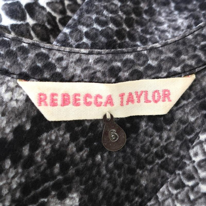 Rebecca Taylor Tank Top Gray Snakeskin Print Size 6 Sleeveless V-Neck Blouse available at CelebrityOwned.com img_5