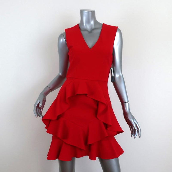 Rebecca Vallance Havana Mini Dress Red Ruffled Crepe Size US 4 NEW available at CelebrityOwned.com img_1