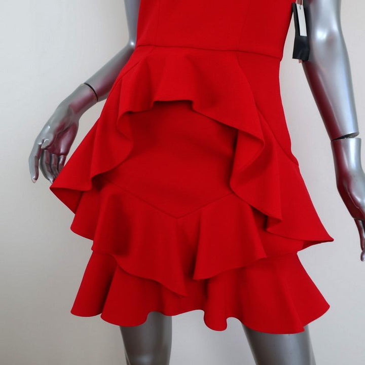 Rebecca Vallance Havana Mini Dress Red Ruffled Crepe Size US 4 NEW available at CelebrityOwned.com img_2