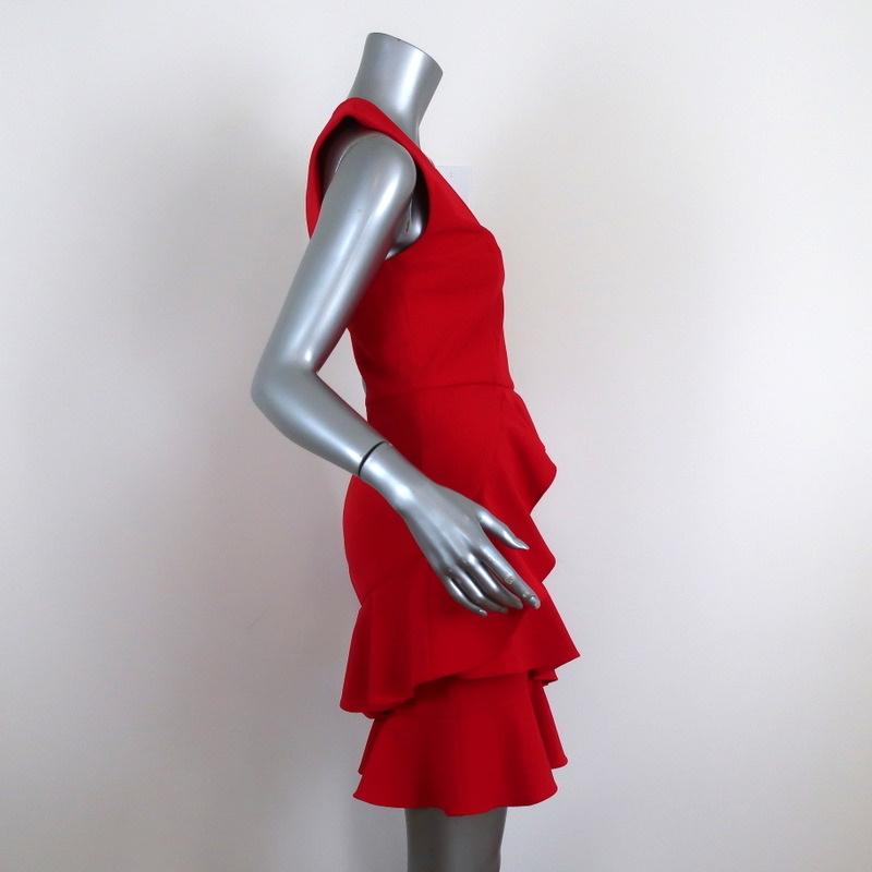 Rebecca Vallance Havana Mini Dress Red Ruffled Crepe Size US 4 NEW available at CelebrityOwned.com img_4