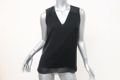 Reed Krakoff Blouse Black Layered Silk Size 4 Sleeveless V-Neck Top available at CelebrityOwned.com img_1