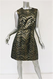 Roberto Cavalli Dress Black/Gold Metallic Animal Jacquard Sleeveless Size 46 available at CelebrityOwned.com img_2