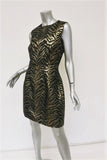 Roberto Cavalli Dress Black/Gold Metallic Animal Jacquard Sleeveless Size 46 available at CelebrityOwned.com img_4