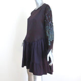 Roberto Cavalli Dress Purple Beaded & Sequined Silk Size 40 Long Sleeve Mini available at CelebrityOwned.com img_2