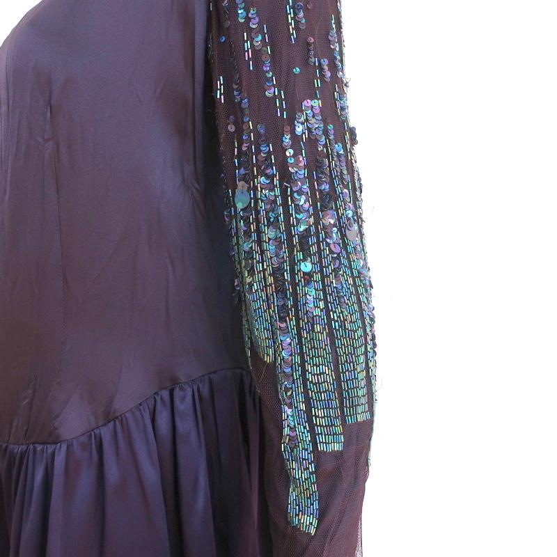 Roberto Cavalli Dress Purple Beaded & Sequined Silk Size 40 Long Sleev Celebrity Owned Roberto Cavalli Dress Purple Beaded & Sequined Silk Size 40 Long Sleev Celebrity Owned