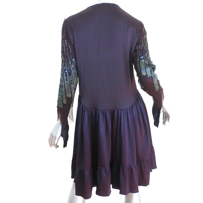 Roberto Cavalli Dress Purple Beaded & Sequined Silk Size 40 Long Sleev Celebrity Owned Roberto Cavalli Dress Purple Beaded & Sequined Silk Size 40 Long Sleev Celebrity Owned