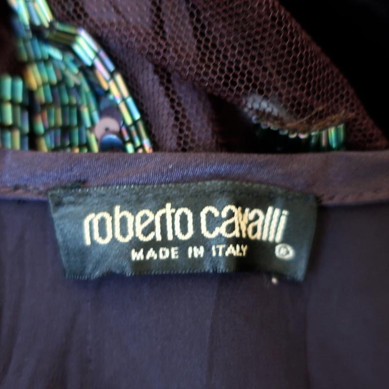 Roberto Cavalli Dress Purple Beaded &amp; Sequined Silk Size 40 Long Sleeve Mini available at CelebrityOwned.com img_6
