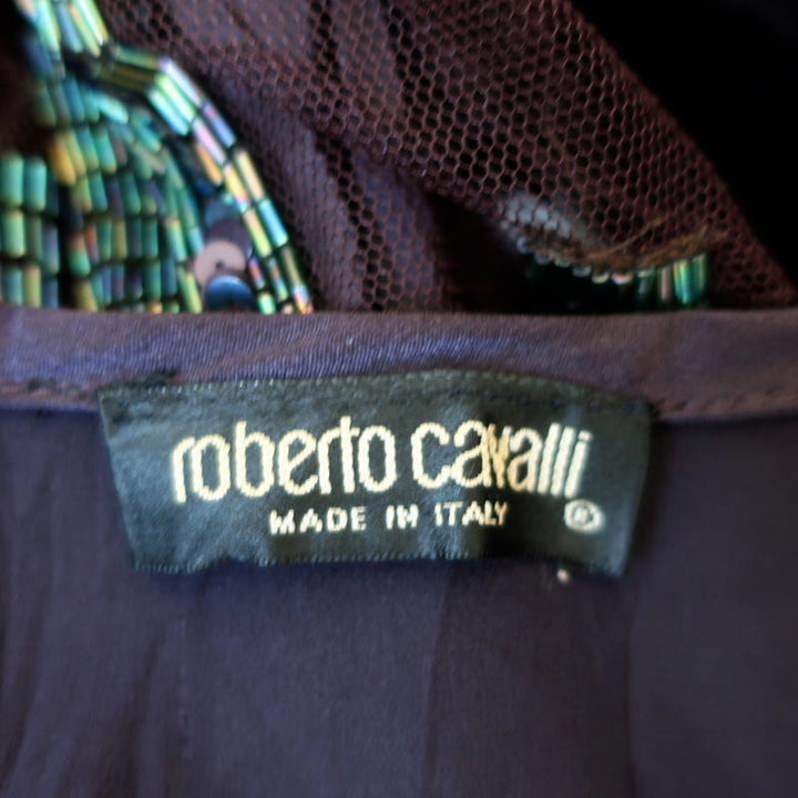 Roberto Cavalli Dress Purple Beaded &amp; Sequined Silk Size 40 Long Sleeve Mini available at CelebrityOwned.com img_6