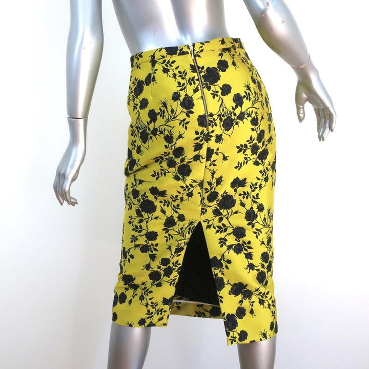 Rochas Pencil Skirt Oncidium Yellow Metallic Jacquard Size 40 NEW available at CelebrityOwned.com img_5