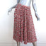 Rochas Pleated Midi Skirt White/Red Roses Print Silk Chiffon Size 42 NEW