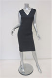 Roland Mouret Dress Navy/Black Cotton-Paneled Crepe Size US 4 Sleeveless Sheath available at CelebrityOwned.com img_1