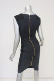 Roland Mouret Dress Navy/Black Cotton-Paneled Crepe Size US 4 Sleeveless Sheath available at CelebrityOwned.com img_4