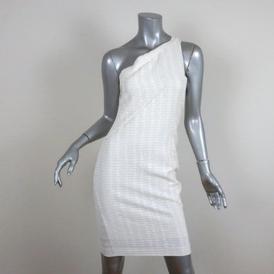 Roland Mouret One Shoulder Dress Aralia White Stretch Jacquard Size US 6 available at CelebrityOwned.com img_1