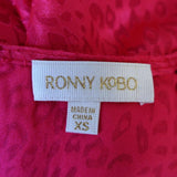 Ronny Kobo Blouse Chiara Pink Leopard Velvet Burnout Top Size Extra Small available at CelebrityOwned.com img_6