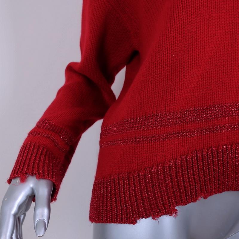 RtA Cashmere Sweater Red Distressed Metallic Knit Size Extra Small NEW available at CelebrityOwned.com img_3