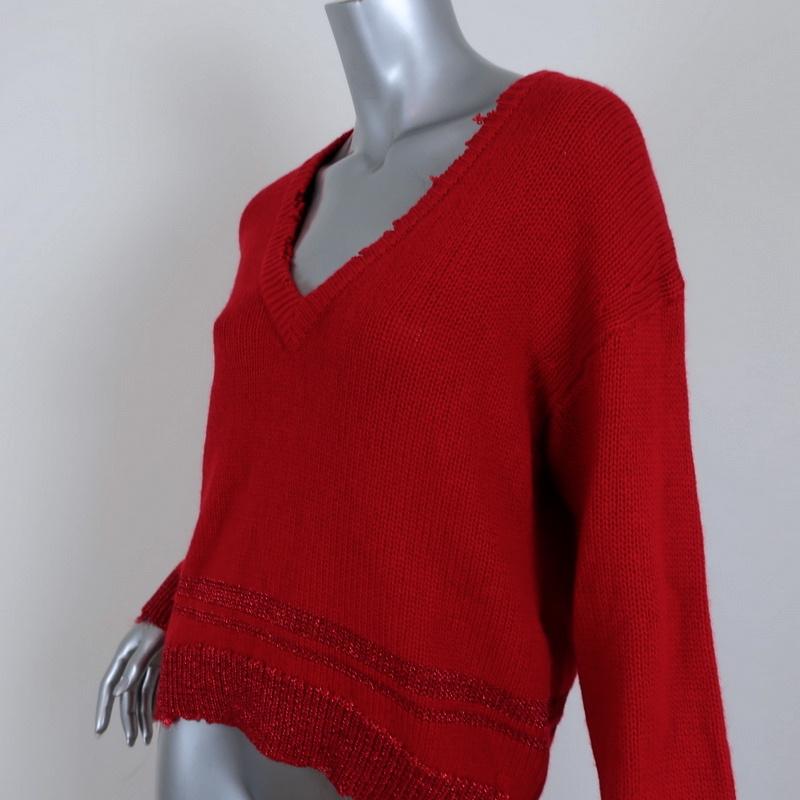 RtA Cashmere Sweater Red Distressed Metallic Knit Size Extra Small NEW available at CelebrityOwned.com img_5
