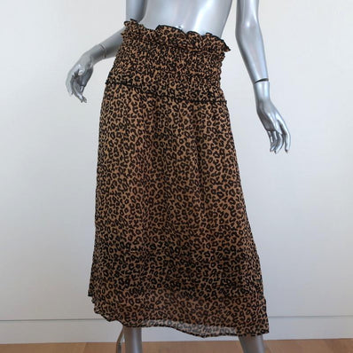 SEA Midi Skirt Lottie Leopard Print Smocked Chiffon Size 6 available at CelebrityOwned.com img_1