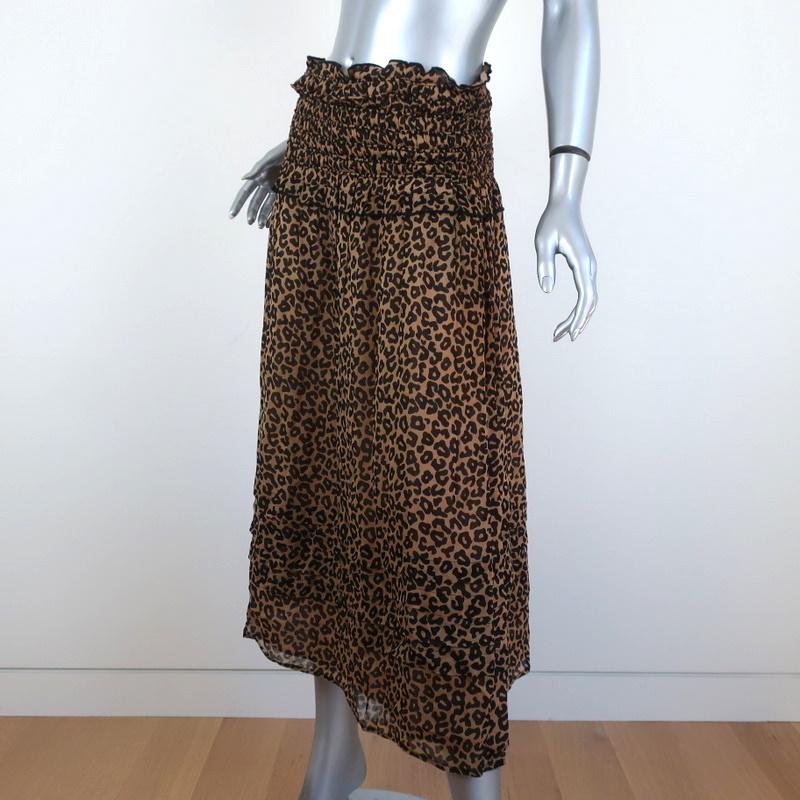 SEA Midi Skirt Lottie Leopard Print Smocked Chiffon Size 6 available at CelebrityOwned.com img_2