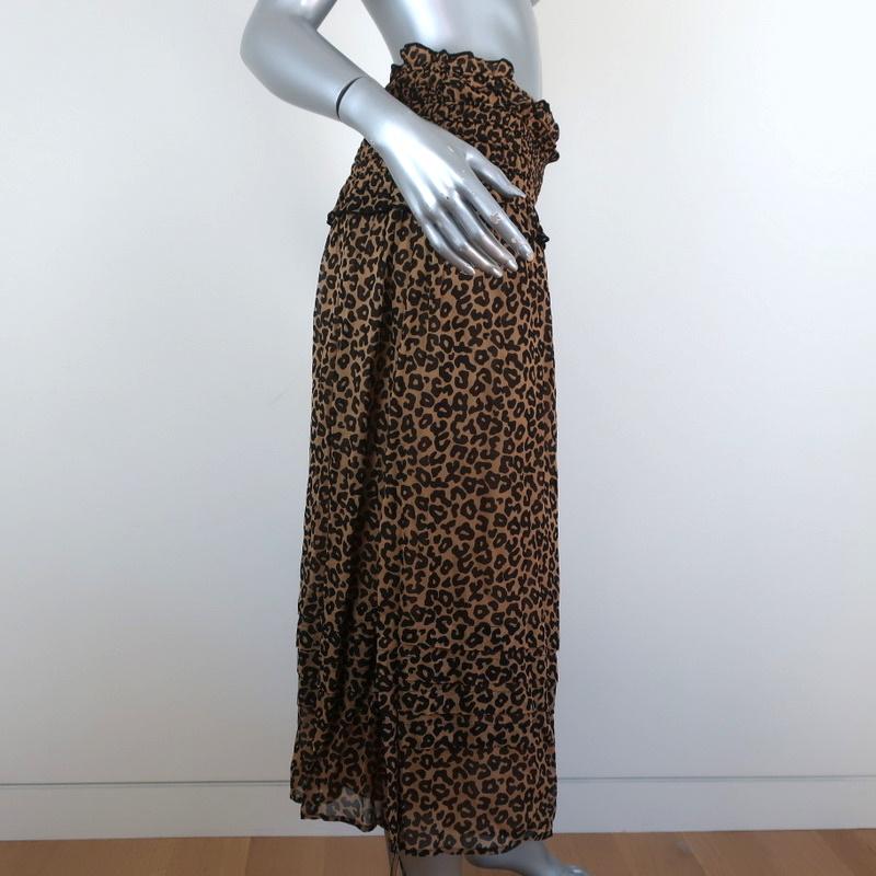 SEA Midi Skirt Lottie Leopard Print Smocked Chiffon Size 6 available at CelebrityOwned.com img_4