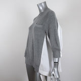 Sacai Shirt-Back Sweater Gray Ribbed Knit & White Pleated Cotton Size 3 NEW available at CelebrityOwned.com img_3