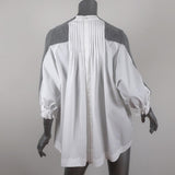 Sacai Shirt-Back Sweater Gray Ribbed Knit & White Pleated Cotton Size 3 NEW available at CelebrityOwned.com img_6