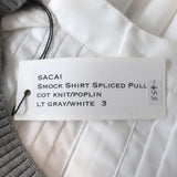 Sacai Shirt-Back Sweater Gray Ribbed Knit & White Pleated Cotton Size 3 NEW available at CelebrityOwned.com img_8