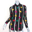 Saint Laurent Blouse Black Star Spray Paint Print Silk Size 36 Long Sleeve Shirt