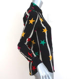 Saint Laurent Blouse Black Star Spray Paint Print Silk Size 36 Long Sleeve Shirt available at CelebrityOwned.com img_4
