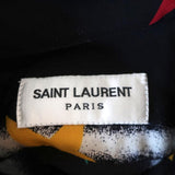 Saint Laurent Blouse Black Star Spray Paint Print Silk Size 36 Long Sleeve Shirt available at CelebrityOwned.com img_7