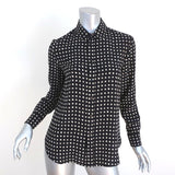 Saint Laurent Button Down Blouse Black Star Print Silk Size 36 Long Sleeve Top available at CelebrityOwned.com img_1