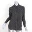 Saint Laurent Button Down Blouse Black Star Print Silk Size 36 Long Sleeve Top