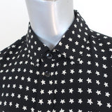 Saint Laurent Button Down Blouse Black Star Print Silk Size 36 Long Sleeve Top available at CelebrityOwned.com img_2