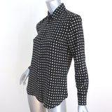 Saint Laurent Button Down Blouse Black Star Print Silk Size 36 Long Sleeve Top available at CelebrityOwned.com img_3