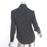 Saint Laurent Button Down Blouse Black Star Print Silk Size 36 Long Sleeve Top available at CelebrityOwned.com img_5