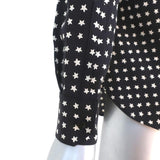 Saint Laurent Button Down Blouse Black Star Print Silk Size 36 Long Sleeve Top available at CelebrityOwned.com img_6