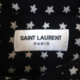 Saint Laurent Button Down Blouse Black Star Print Silk Size 36 Long Sleeve Top available at CelebrityOwned.com img_7