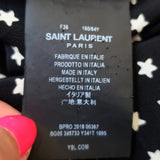 Saint Laurent Button Down Blouse Black Star Print Silk Size 36 Long Sleeve Top available at CelebrityOwned.com img_8