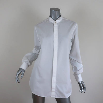 Saint Laurent Concealed Placket Shirt White Cotton Size 38 Long Sleeve Top available at CelebrityOwned.com img_1