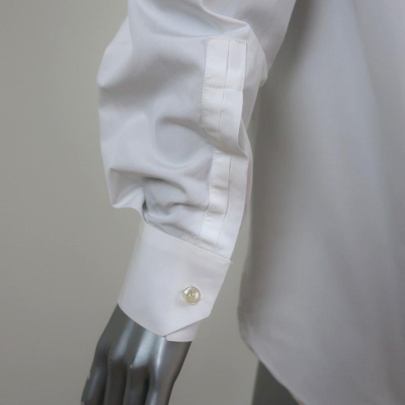 Saint Laurent Concealed Placket Shirt White Cotton Size 38 Long Sleeve Top available at CelebrityOwned.com img_6