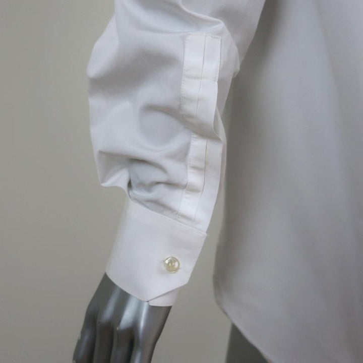 Saint Laurent Concealed Placket Shirt White Cotton Size 38 Long Sleeve Top available at CelebrityOwned.com img_6