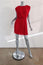Saint Laurent Dress Red Pleated Washed Silk Georgette Size 40 Studded-Waist Mini